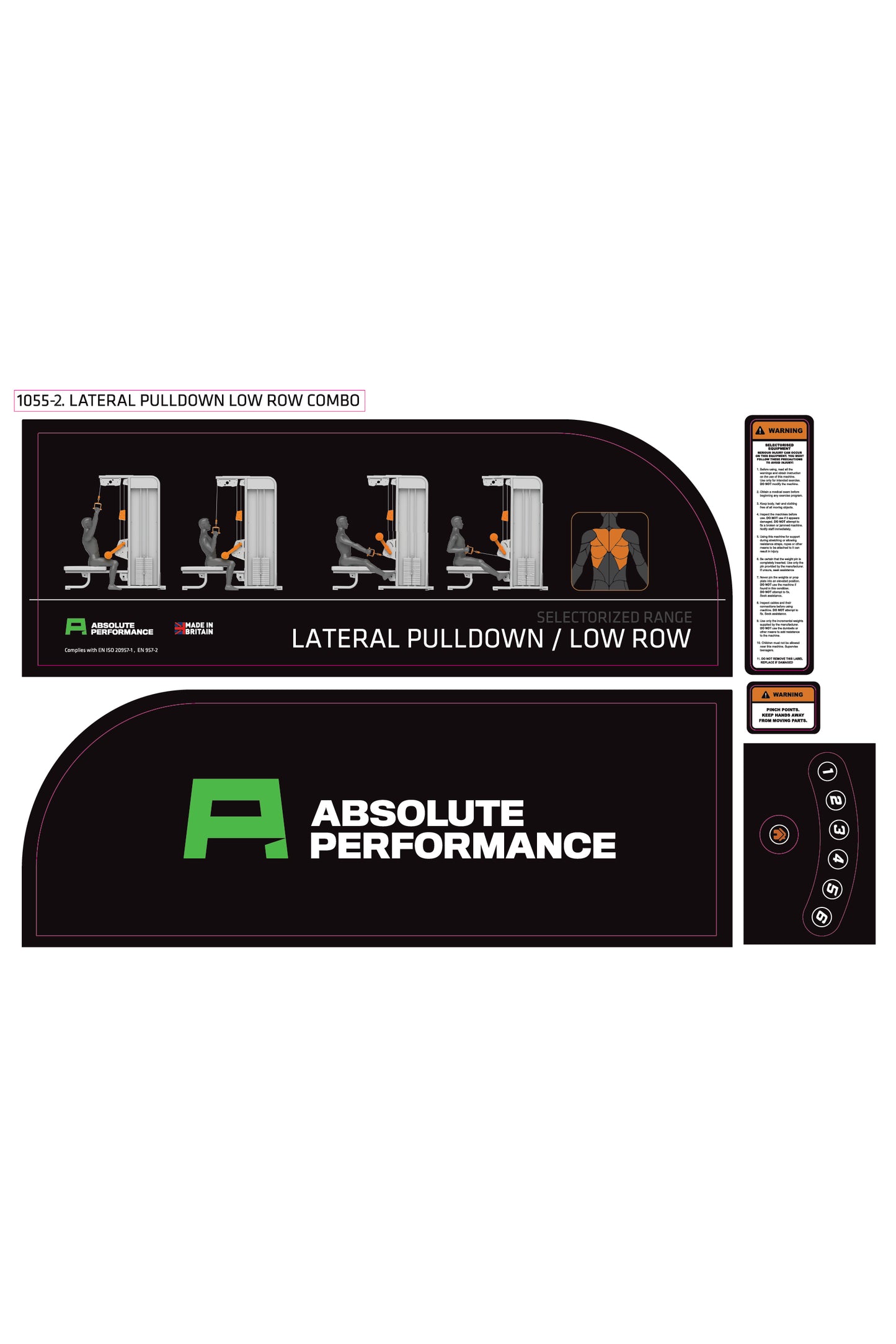 Absolute Performance - Sticker Set 1055-2 Lat Pull Low Row