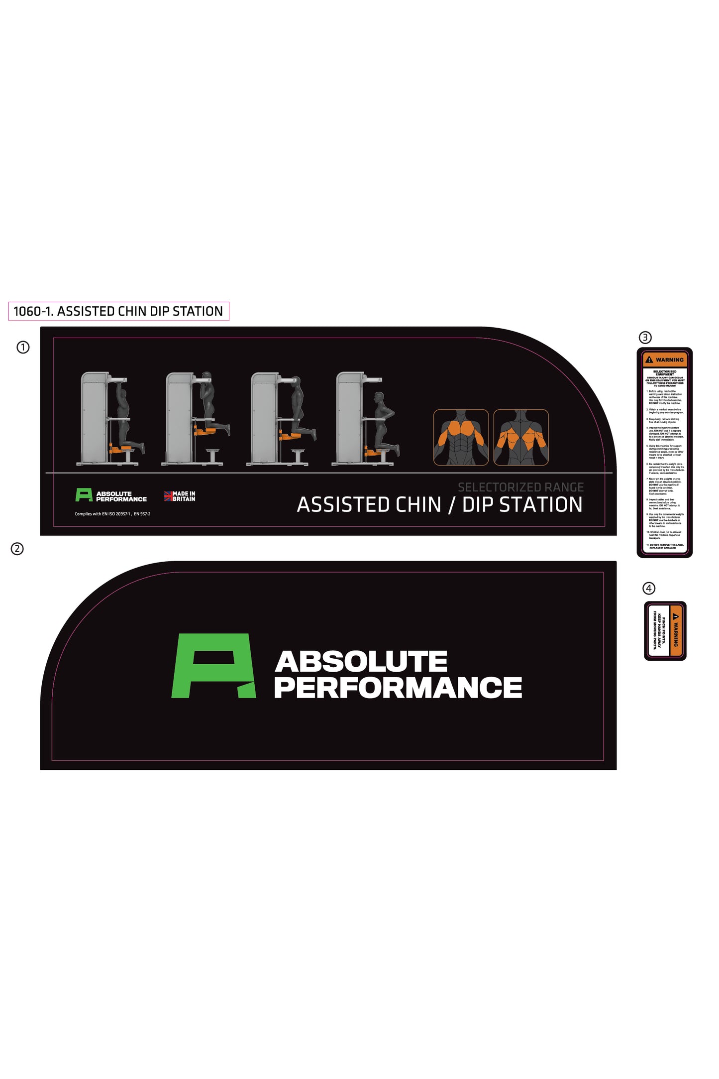 Absolute Performance - Sticker Set 1060-1 Assisted Chin Dip