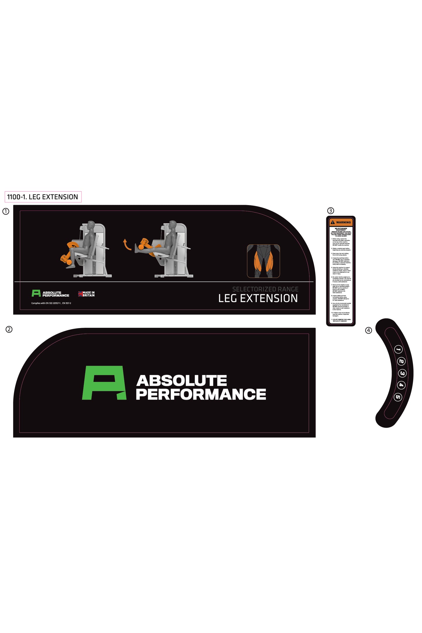 Absolute Performance - Sticker Set 1100-1 Leg Extension