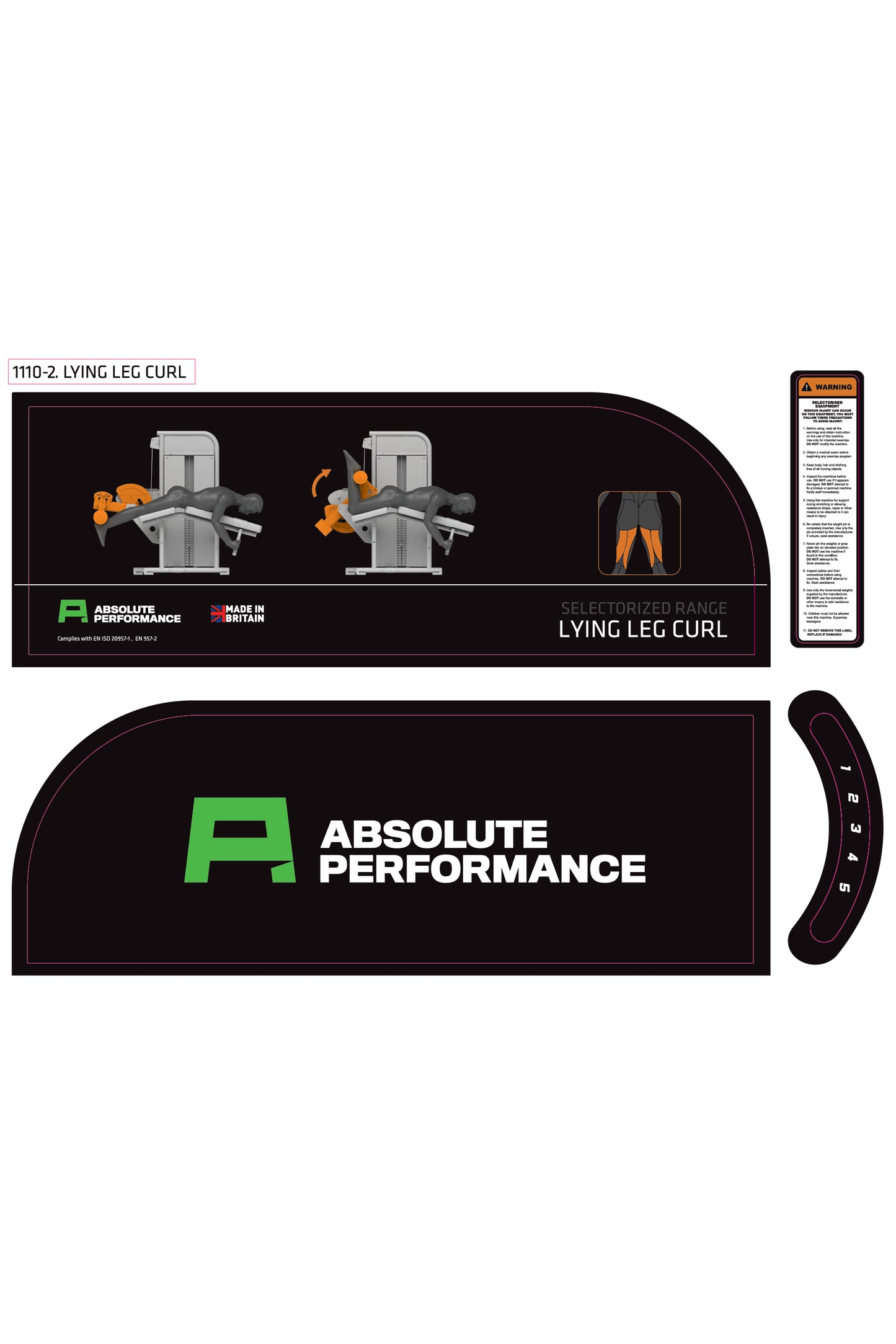 Absolute Performance - Sticker Set 1110-2 Lying Leg Curl