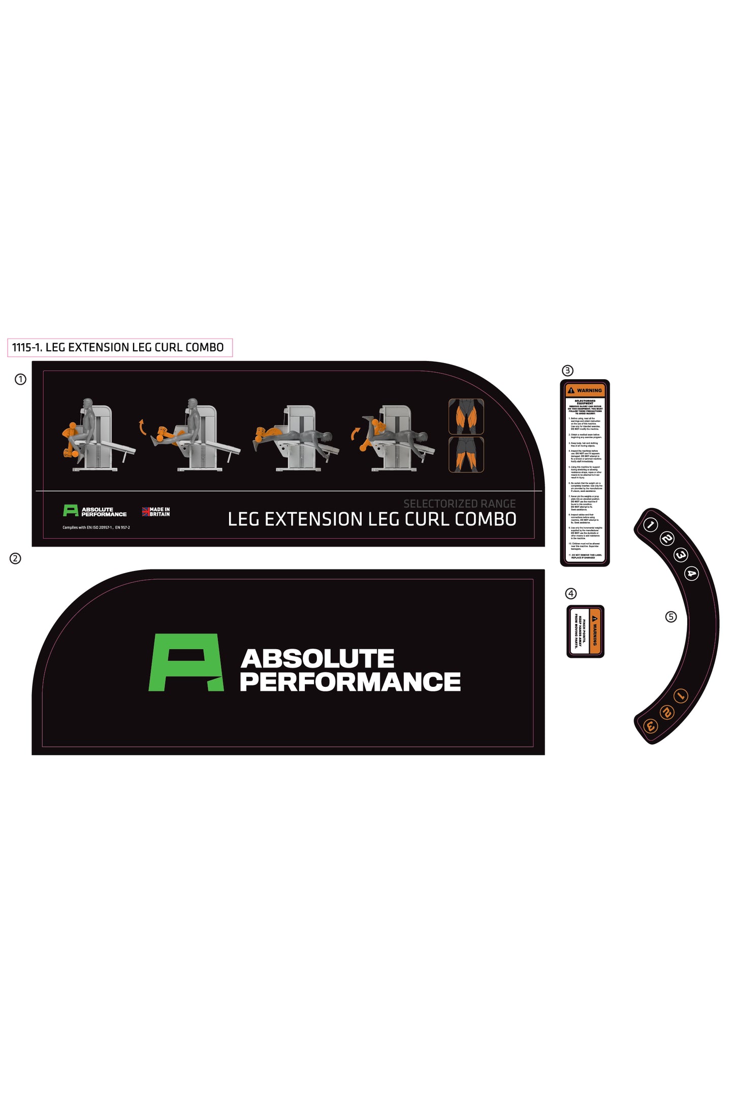 Absolute Performance - Sticker Set 1115-1 Leg Extension Leg Curl Combo