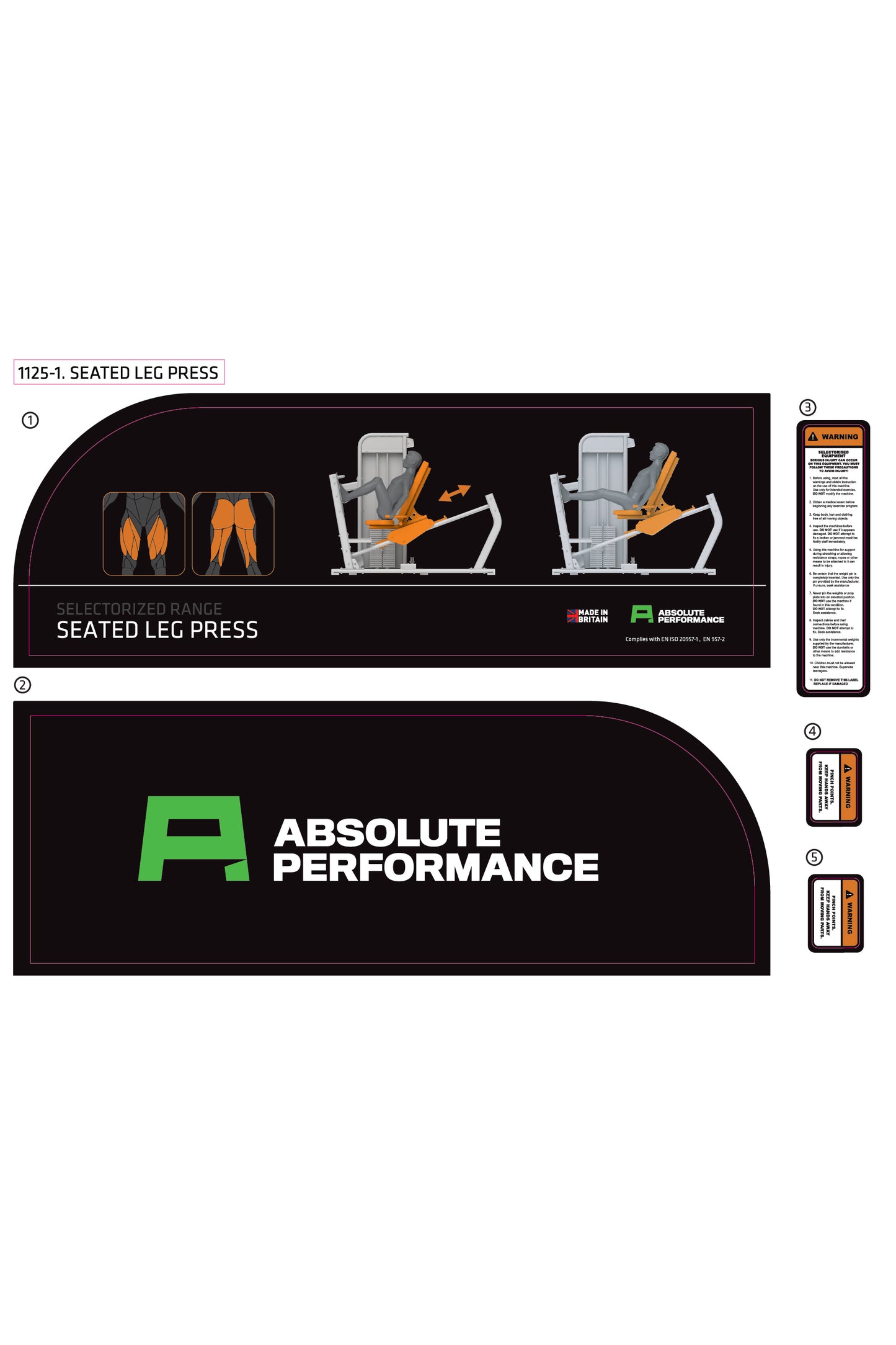 Absolute Performance - Sticker Set 1125-1 Seated Leg Press