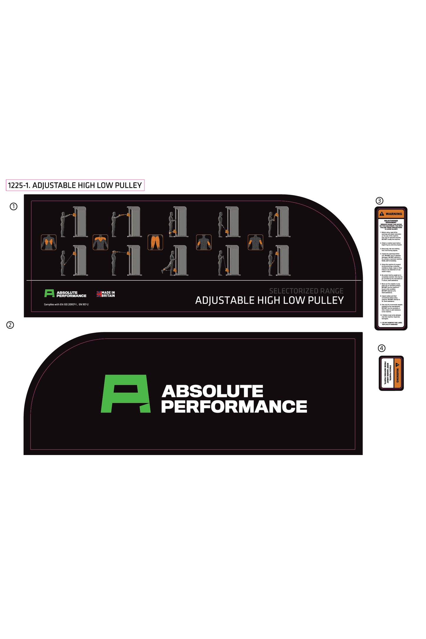 Absolute Performance - Sticker Set 1225-1 Adjustable High Low Pulley
