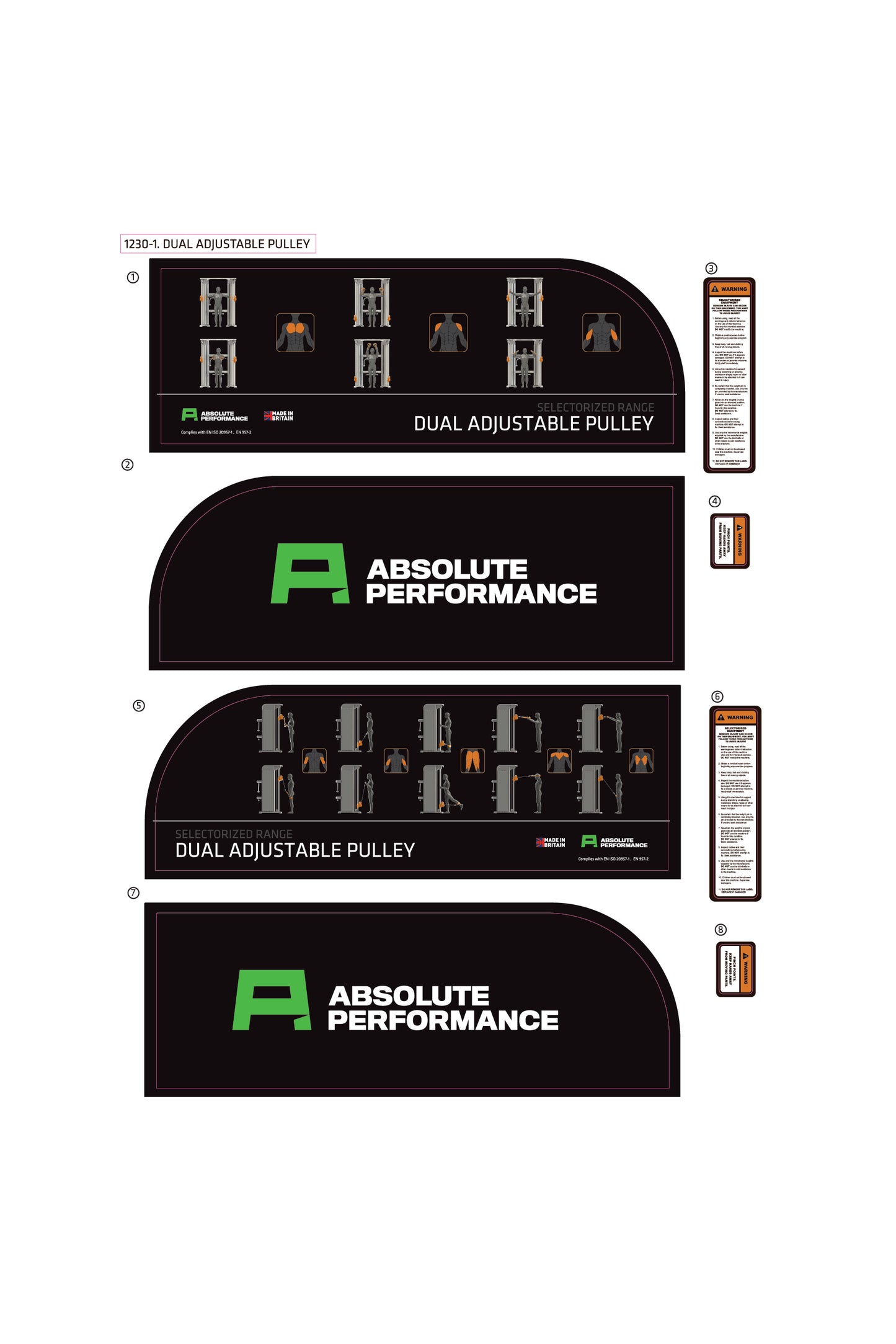 Absolute Performance - Sticker Set 1230-1 Dual Adjustable Pulley
