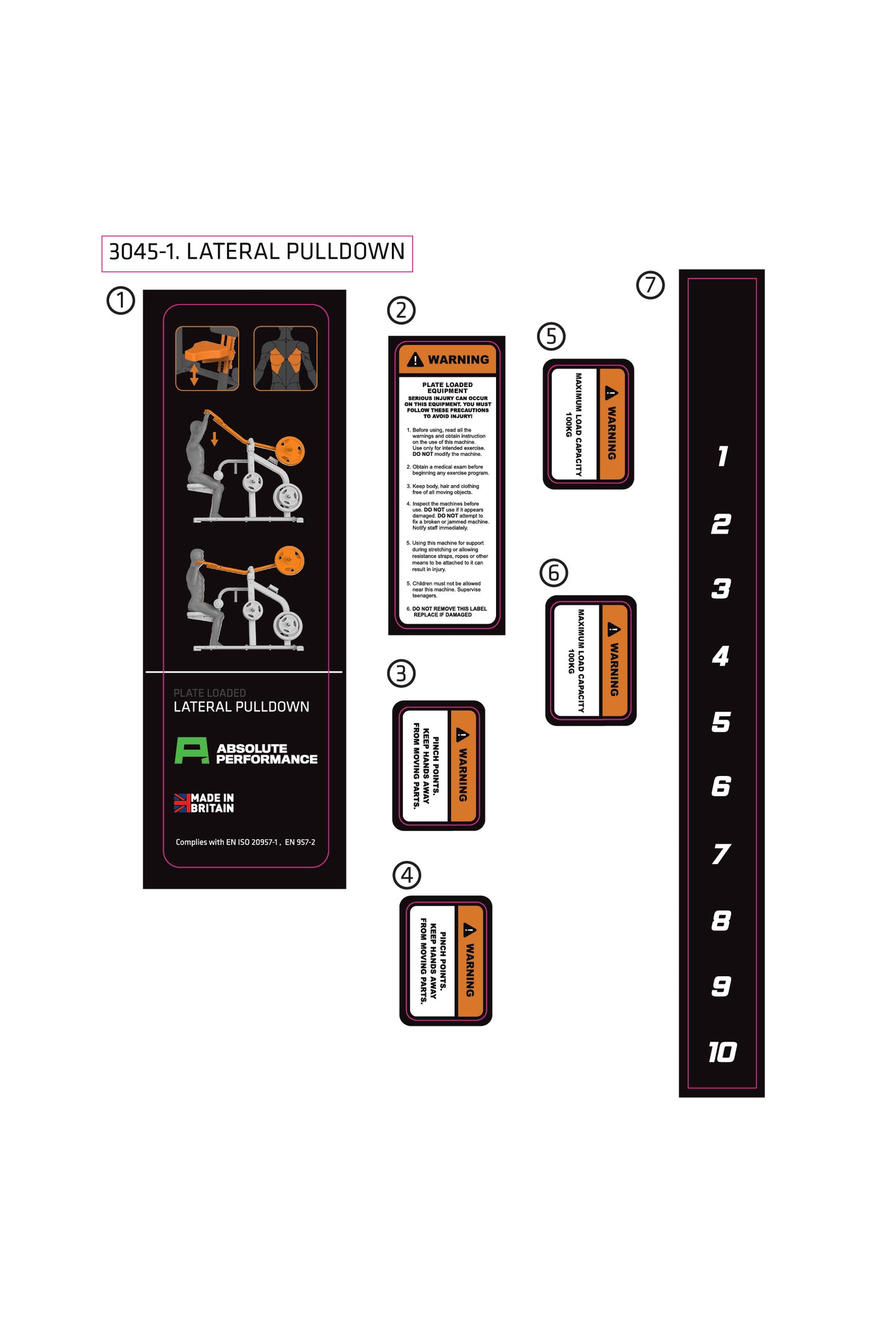 Absolute Performance - Sticker Set 3045-1 Lateral Pulldown