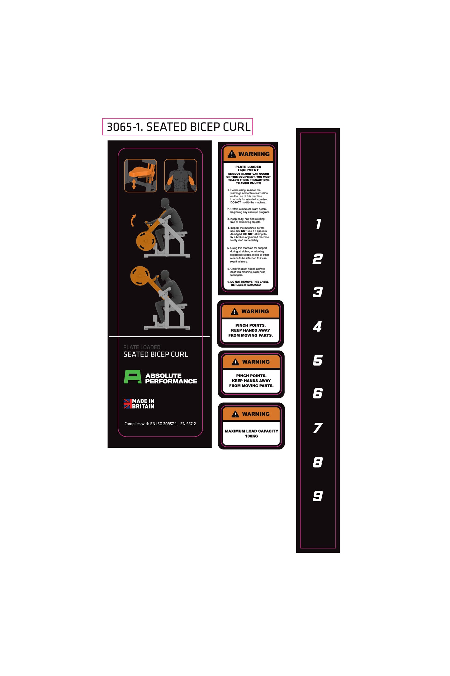 Absolute Performance - Sticker Set 3065-1 Seated Bicep Curl