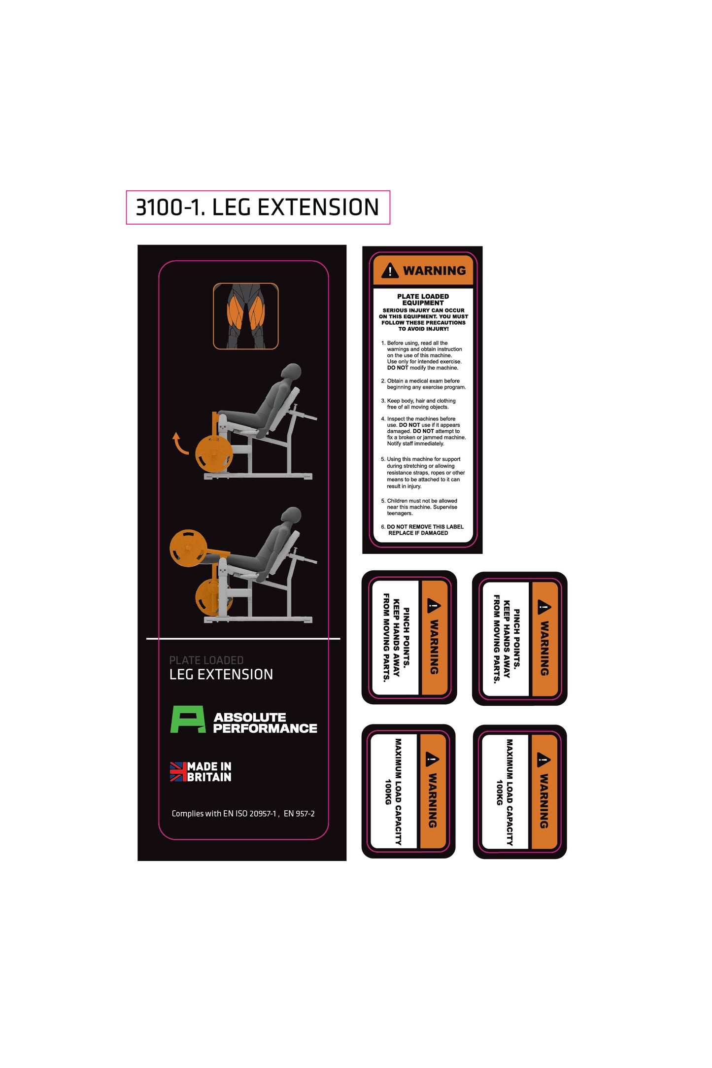 Absolute Performance - Sticker Set 3100-1 Leg Extension