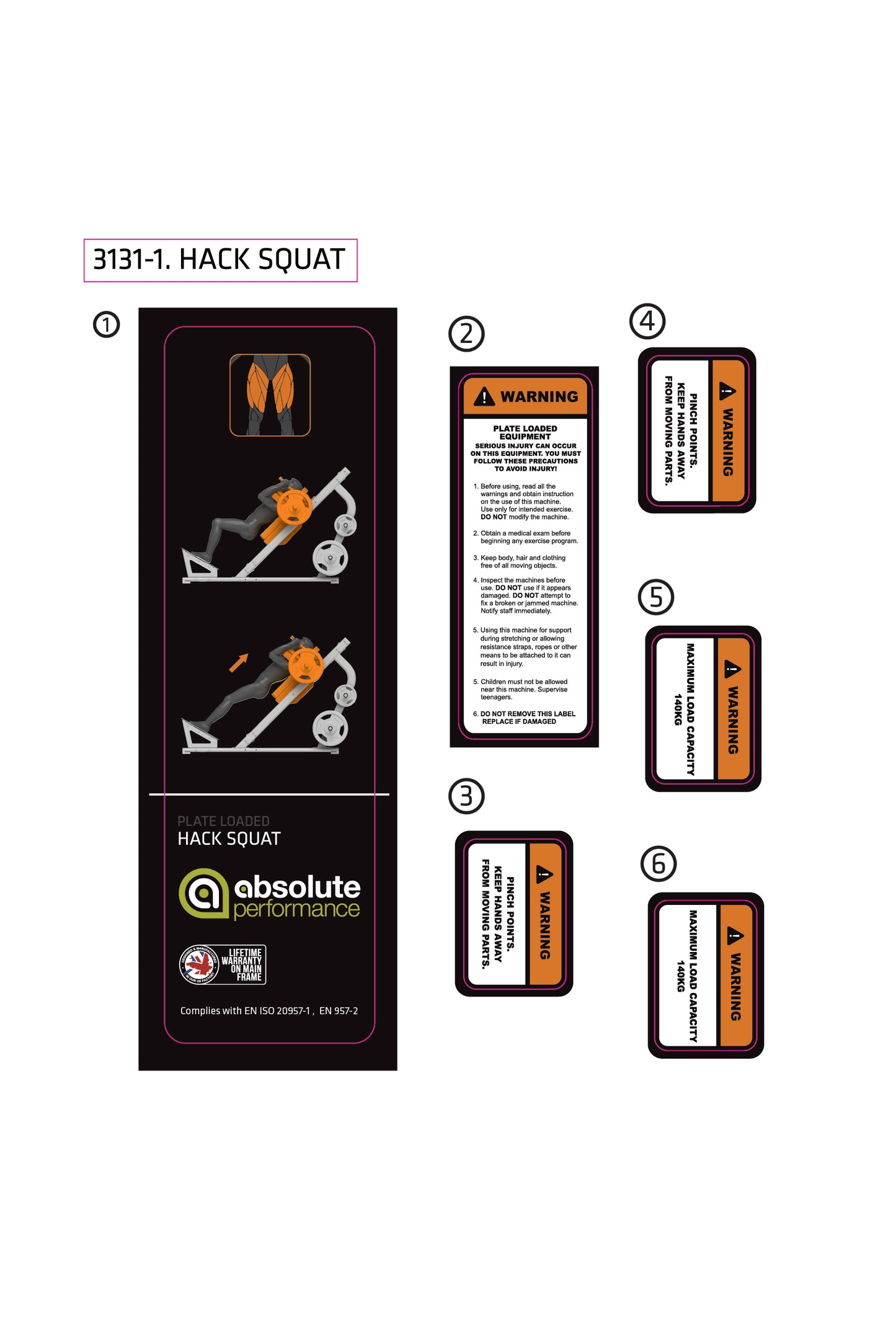 Absolute Performance - Sticker Set 3131-1 Hack Squat