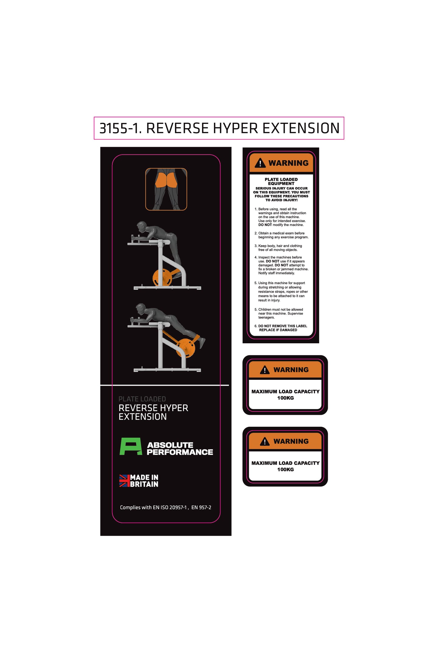 Absolute Performance - Sticker Set 3155-1 Reverse Hyper Extension