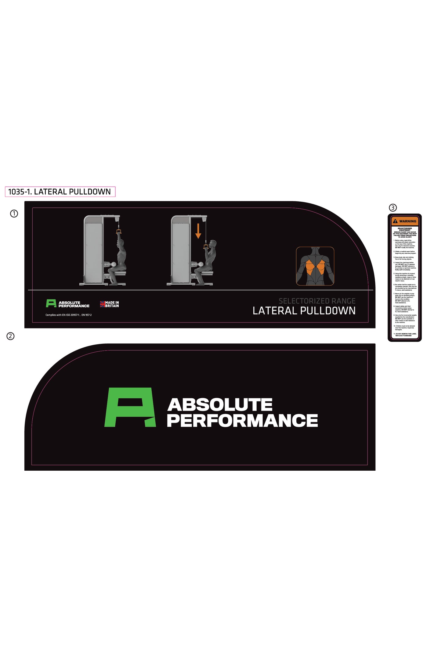 Absolute Performance - Sticker Set 1035-1 Lat Pulldown