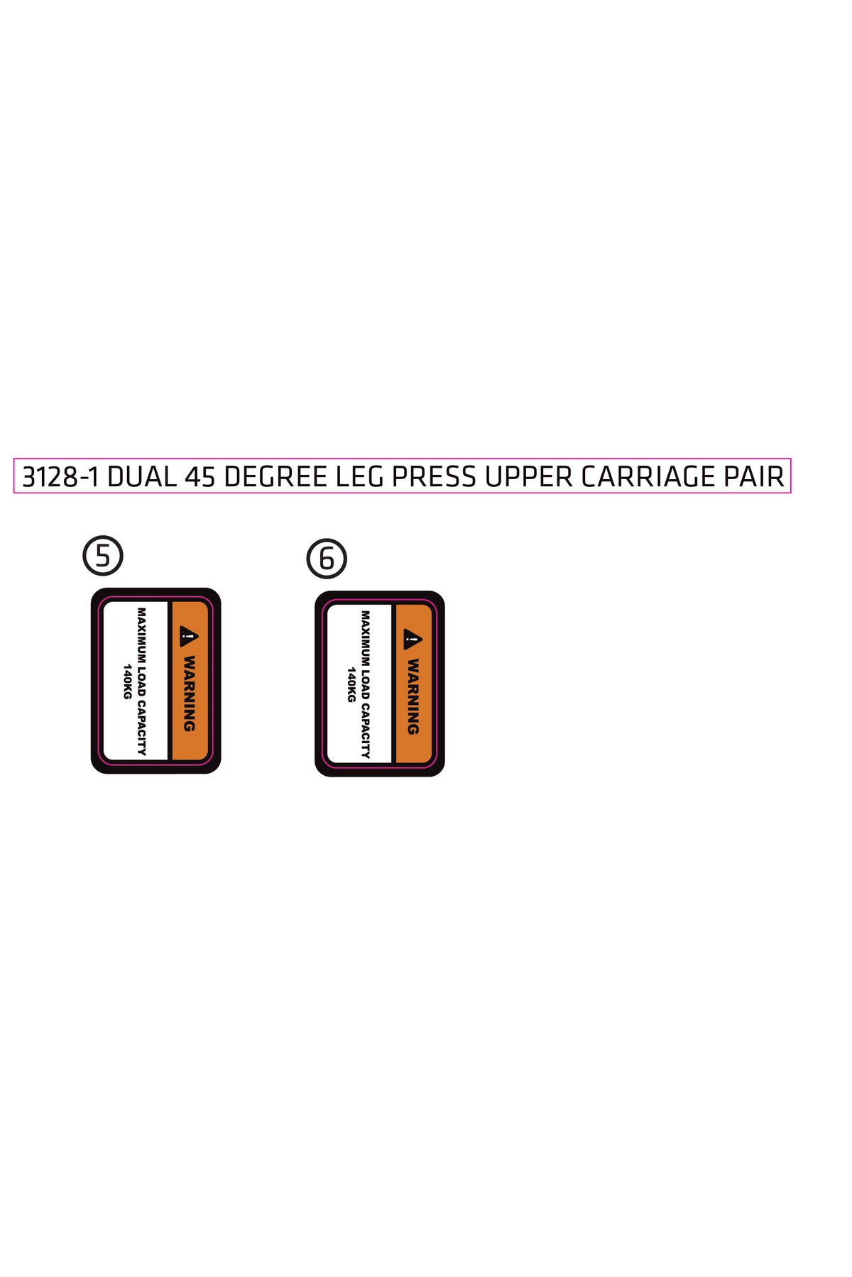 Generic Sticker Set Exigo Generic - Sticker Set 3128-1 Dual 45 Degree Leg Press Upper Carr ...